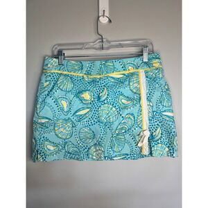 Lilly Pulitzer Skort Seashell Print Golf‎ Athletic Aqua Yellow Size 6